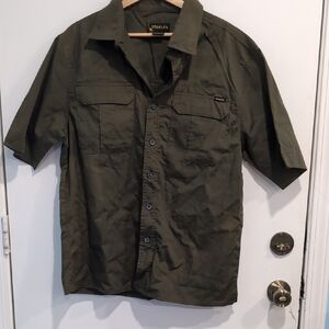 Stanley Olive Amry Green Men's Short Sleeve Button Up Shirt Size Large Workwear